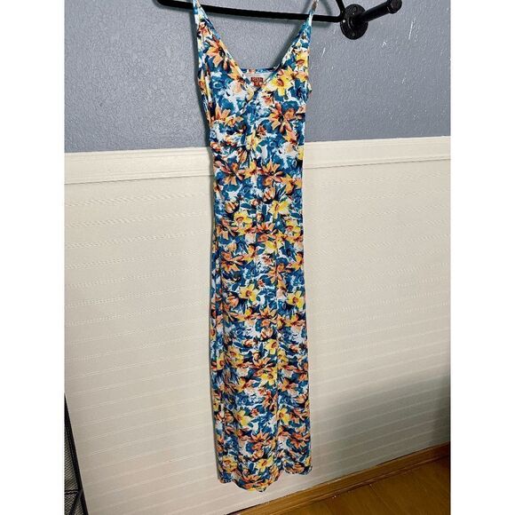 Guess Women’s Spaghetti Strap Surplice Neck Floral Maxi Dress Multicolor - Picture 8 of 12